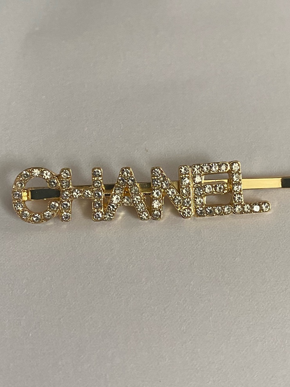 Chanel Gold Crystal Logo Hair Clip - Picture 3 of 6